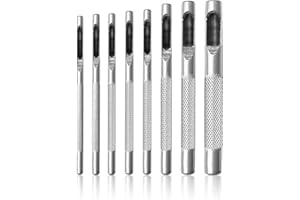 Leather Hole Punch Tool, 8 Pcs Hollow Leather Belt Hole Puncher 1.5-5mm Round Steel Hollow Punch Set for Leathers Belt Canvas