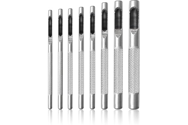 Leather Hole Punch Tool, 8 Pcs Hollow Leather Belt Hole Puncher 1.5-5mm Round Steel Hollow Punch Set for Leathers Belt Canvas