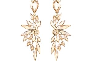 BriLove Women's Wedding Bridal Crystal Teardrop Multi Marquise Cluster Bling Dangle Earrings