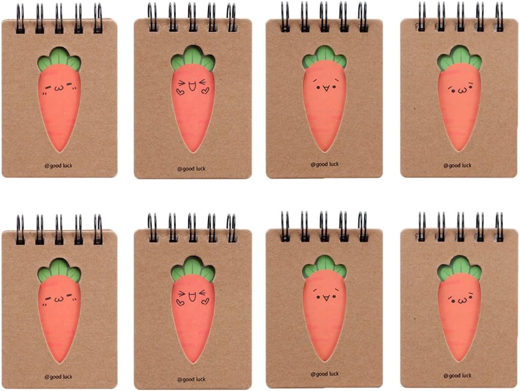 Shulaner Mini Spiral Notebooks Cute Carrot Pocket Notepads, Lined, Pack