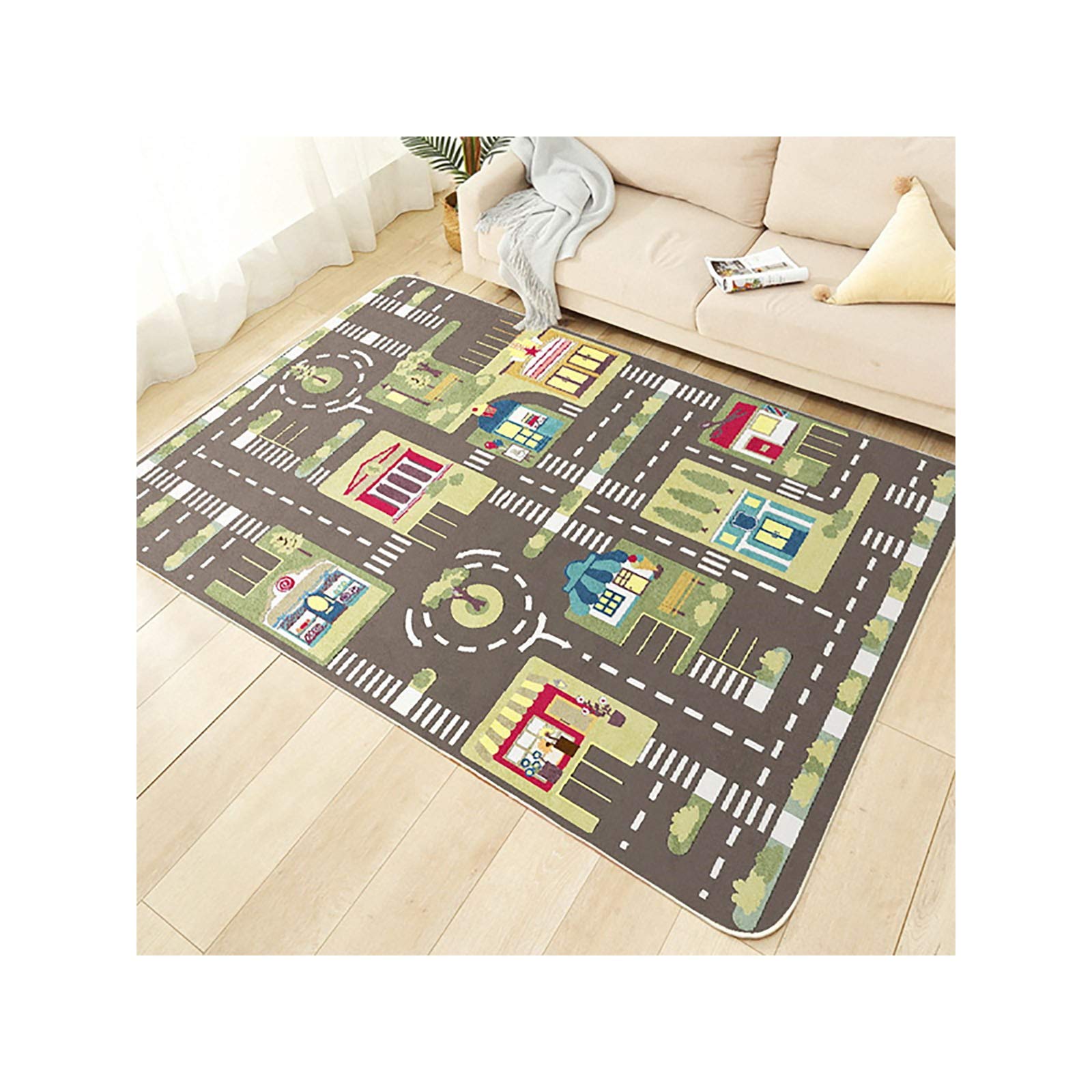 TYKTZXY Kid Rug Playmat for Toy Cars, Play Area Carpet with Rubber Backing, for Children Bedroom Play Room 80cm×160cm(2'7"×5'3")