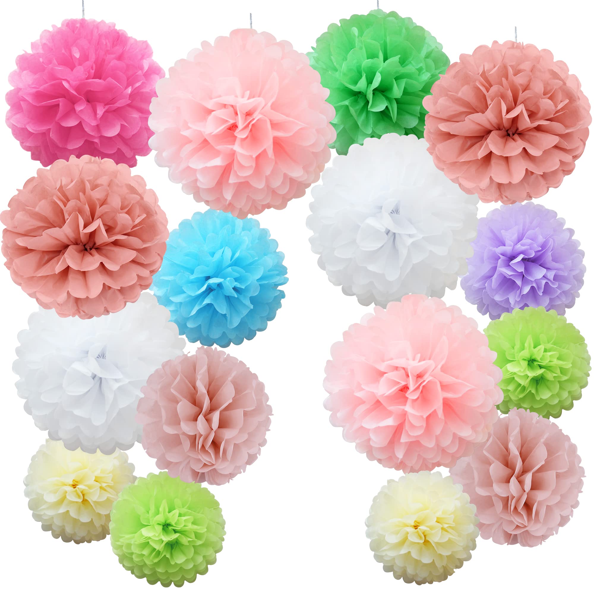 16pcs Mix Tissue Paper Pompoms Pom Poms Flower Handmade Wedding Party Decorations Balls, Mixed