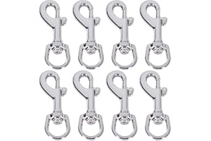 RSOTC 8 Pack Flag Swivel Snap Clips-Heavy Duty Metal Flag Snaps Hooks with Swivel Eyelet for Max 5/16" Diameter Flagpole Rope Clips for Flag, Pet Leash, Leather Craft