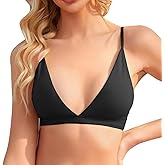 INIBUD Bralette for Women Removable Padded Bra Yoga Seamless V Neck Triangle Adjustable Straps Wireless