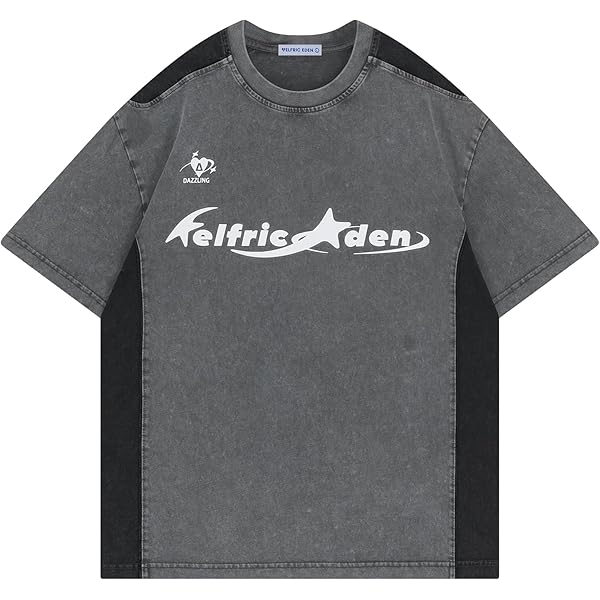 【Aelfric Eden】コントラストカラー レーシング Tシャツ ‐Navy Aelfric Eden Mens Graphic Tees Vintage Racing Tees Oversized