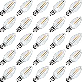 25 Pack C7 LED Night Light Bulbs,C7 LED Replacement Light Bulb for Christmas String Light, 0.6 Watt Equivalent to 7 Watt, Warm White 2200K, E12 Candelabra Base Clear Plastic LED Bulbs