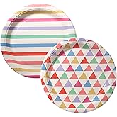 Cheerland Colorful Birthday Party Plates Multicolored Rainbow Party Decoration Supplies Dessert Confetti Paper Plate for Kids Birthday Celebration Baby Shower Decorations Tableware Supplies Pack Of 24
