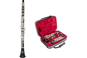 AUROSUS CG-S7 Bb Soprano Clarinet with Plateau Mechanism and Covered Holes 17 Nickel Silver Keys ABS Body Gold Posts Ideal for Saxophonists Small Hands and Handicaps