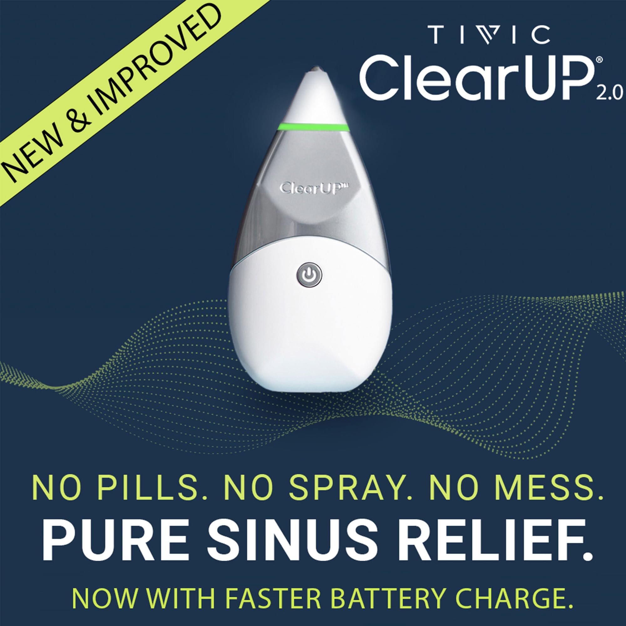Tivic Health ClearUP® - Sinus Headache + Decongestant Treatment - Temporary Relief of Sinus Pain & Congestion from Allergy Cold & Flu - Drug & Chemical Free Device, FSA HSA Eligible