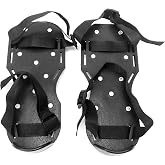 QWORK Gunite Spiked Shoes With 3/4&rdquo; Short Spikes Perfect For Epoxy Floor, Overlays, Cover Installation, Green Color (Pair)
