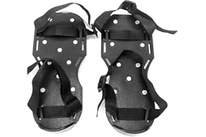 QWORK Gunite Spiked Shoes with 3/4” Short Spikes Perfect for Epoxy Floor, Overlays, Cover Installation, Green Color (Pair)