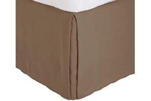 FANCY LINEN Fancy Collection Easy Care Bed Skirt Microfiber Drop Bed Skirt Solid New (Taupe, Queen)