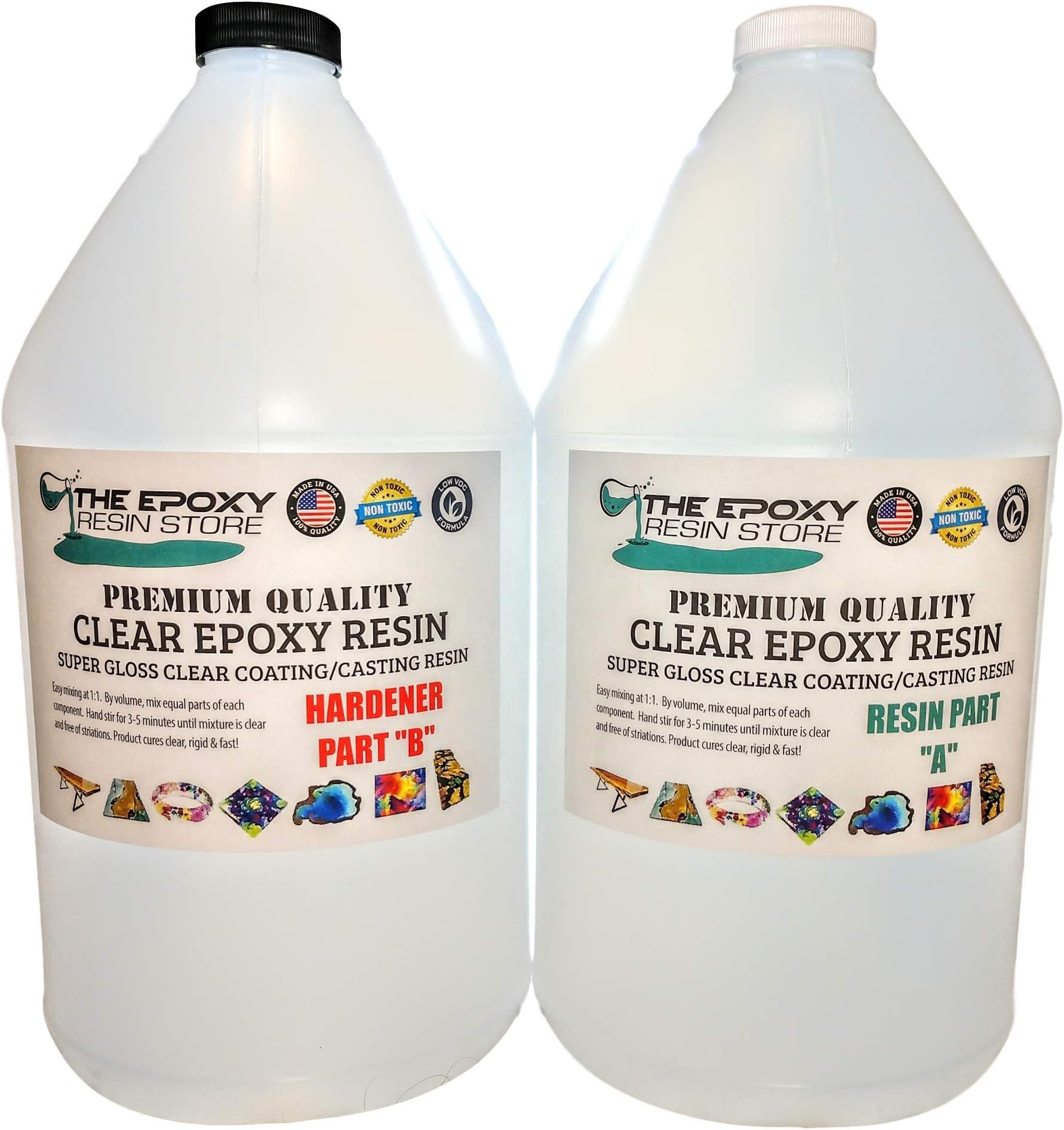 The Epoxy Resin Store - Clear Epoxy Resin, Easy Mixing (1-1), Tabletops, Coasters, Jewelry, Concrete, Art, Crafts, 2 Part Epoxy - 1 Gallon Kit