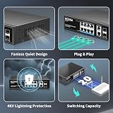 NICGIGA 8 Port Gigabit PoE+ Switch Unmanaged 120W 2 Uplink 2 SFP Wall Mount view 5