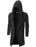 GIVON Men's Long Hooded Shawl Cardigan Open Front