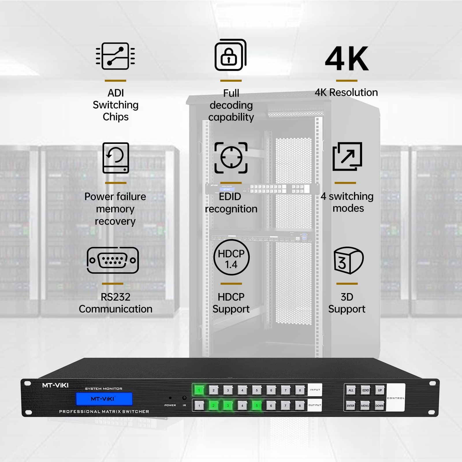 Mua MT-VIKI 4K HDMI Matrix Switch 8x8, 4K@30Hz Rack Mount Switcher ...