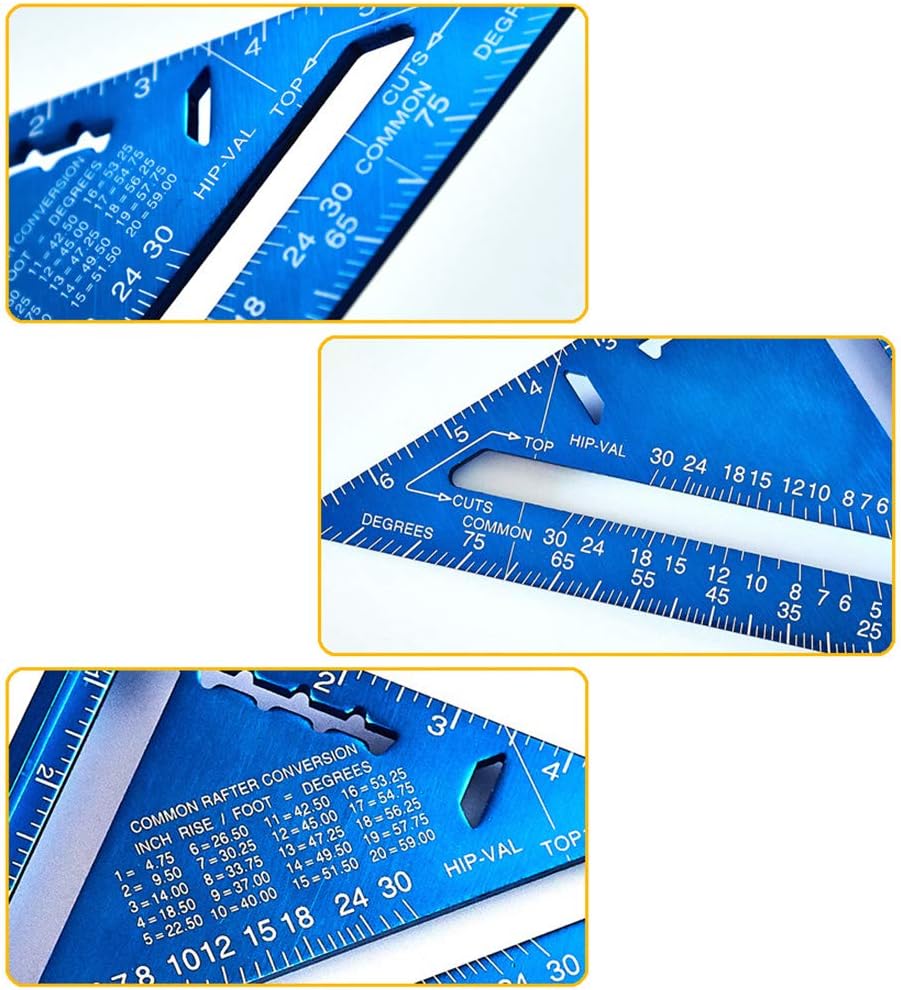 inodiref Set di 4 Righelli in Lega di Alluminio Matematica Geometria Strumento, 180° Goniometro