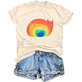 Pride Shirt Women LGBTQ Equality Shirts Rainbow Shirt Heart Graphic Tees Casual Summer Short Sleeve Tops