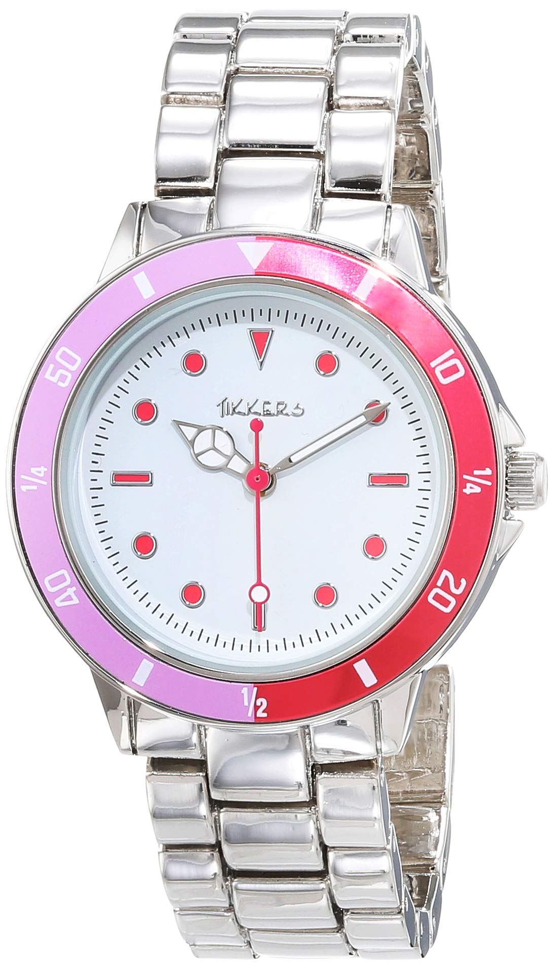 Tikkers Girls Silver Metal Bracelet Time Teacher Watch ATK1051