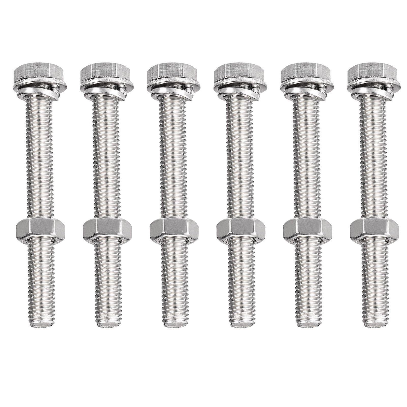 TA-VIGOR 6Pcs M8 x 65mm Hex Head Screws Bolts, Nuts, Flat & Lock Washers Kits, Fully Thread Hexagon Bolts, High Tensile Cap Screws for Metal Work, Automotive Machinery, Bike Motorcycles Repair
