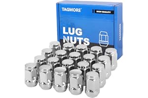 TAGMORE 20pcs 1/2"-20 Lug Nuts - Compatible with 1987-2018 Jeep Wrangler, 1993-2010 Grand Cherokee, 1994-2001 Dodge Ram 1500, 1991-2019 Ford Explorer, One-Piece Design Factory Chrome Wheel Lug Nut Set