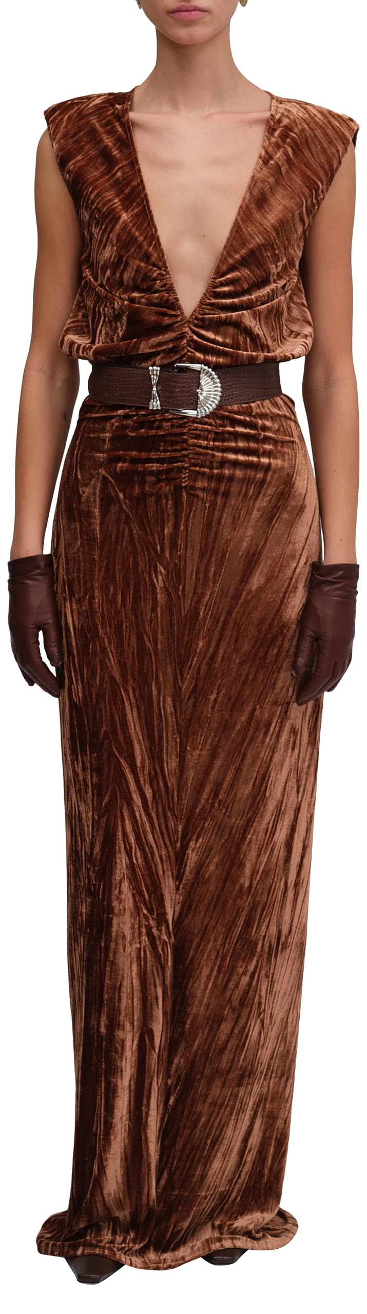 Photo 1 of Ronny Kobo Women's Hayley Maxi Velvet Dress, Caramel, X-Small