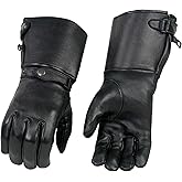 Milwaukee Leather SH857 Men's Long Cuff Thermal Lined USA Deerskin Black Leather Gauntlet Motorcycle Gloves