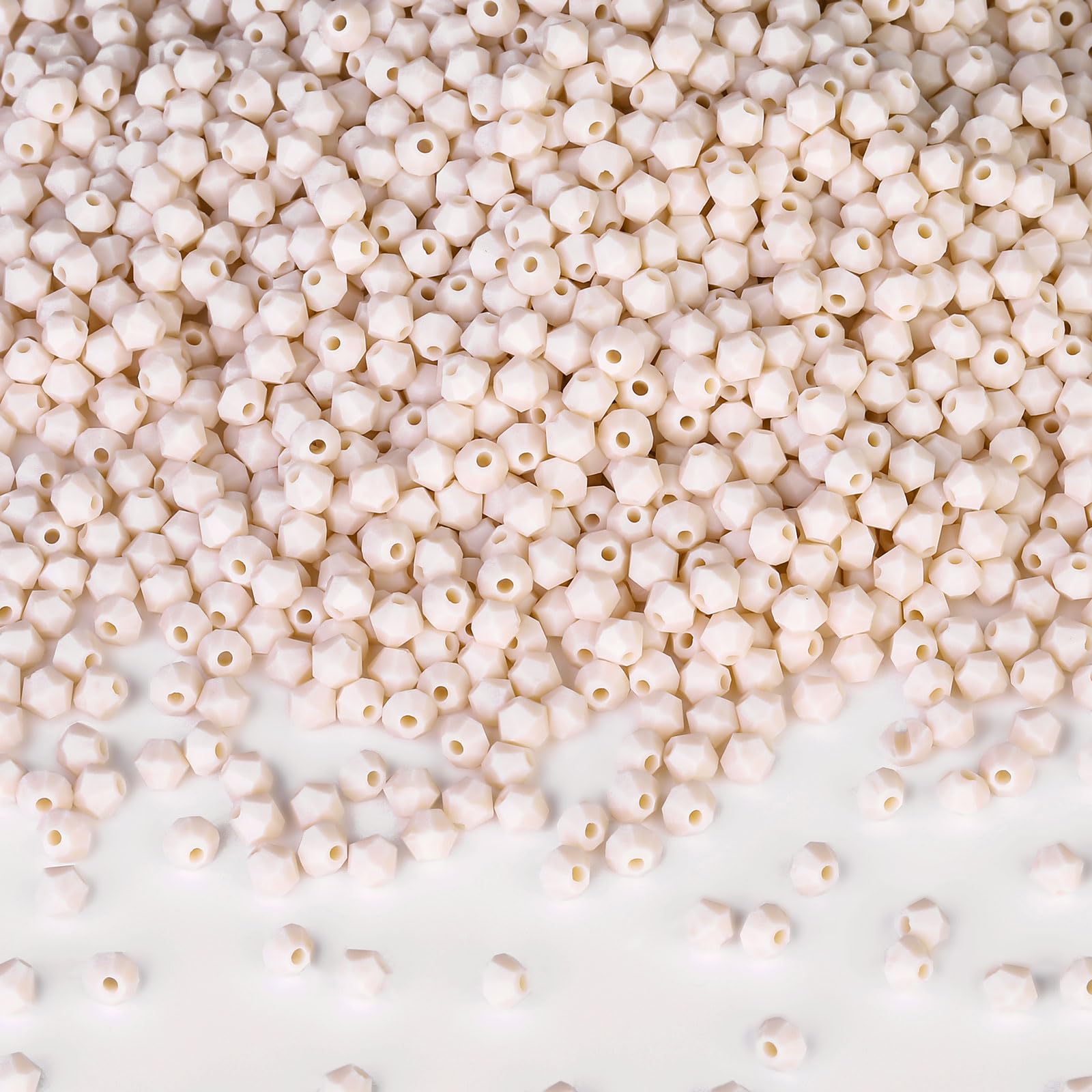 DoDoBeads 720 Pcs 4mm Bicone Crystal Beads, Antique Beige Glass Beads for Jewelry and Friendship Bracelet Making