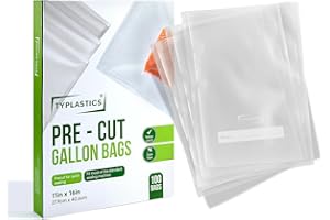 TYPLASTICS Vacuum Sealer Bags for Airtight Food Storage, 1 Gallon Pre-Cut Bags, 100 Count