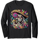 Dia De Los Muertos Mexican Day of The Dead Sugar Skull Women Long Sleeve T-Shirt