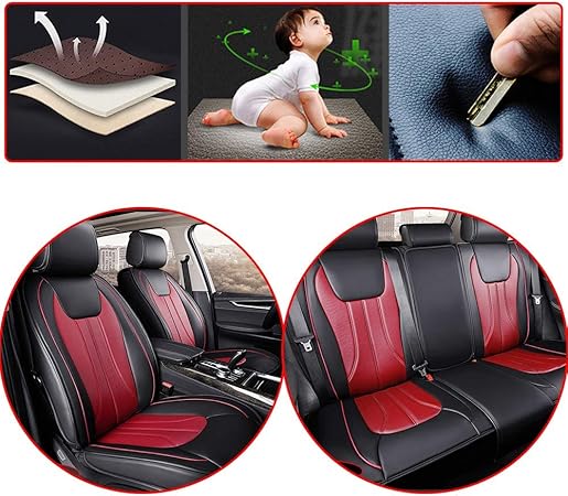 Amazon 車 シートカバー クッション Puレザー 5席フルセット に適し マツダ Mazda Cx 5 Cx 3 デミオ アテンザ アクセラスポーツ カーシートカバー 全天候用 黒と赤 シートカバー 車 バイク