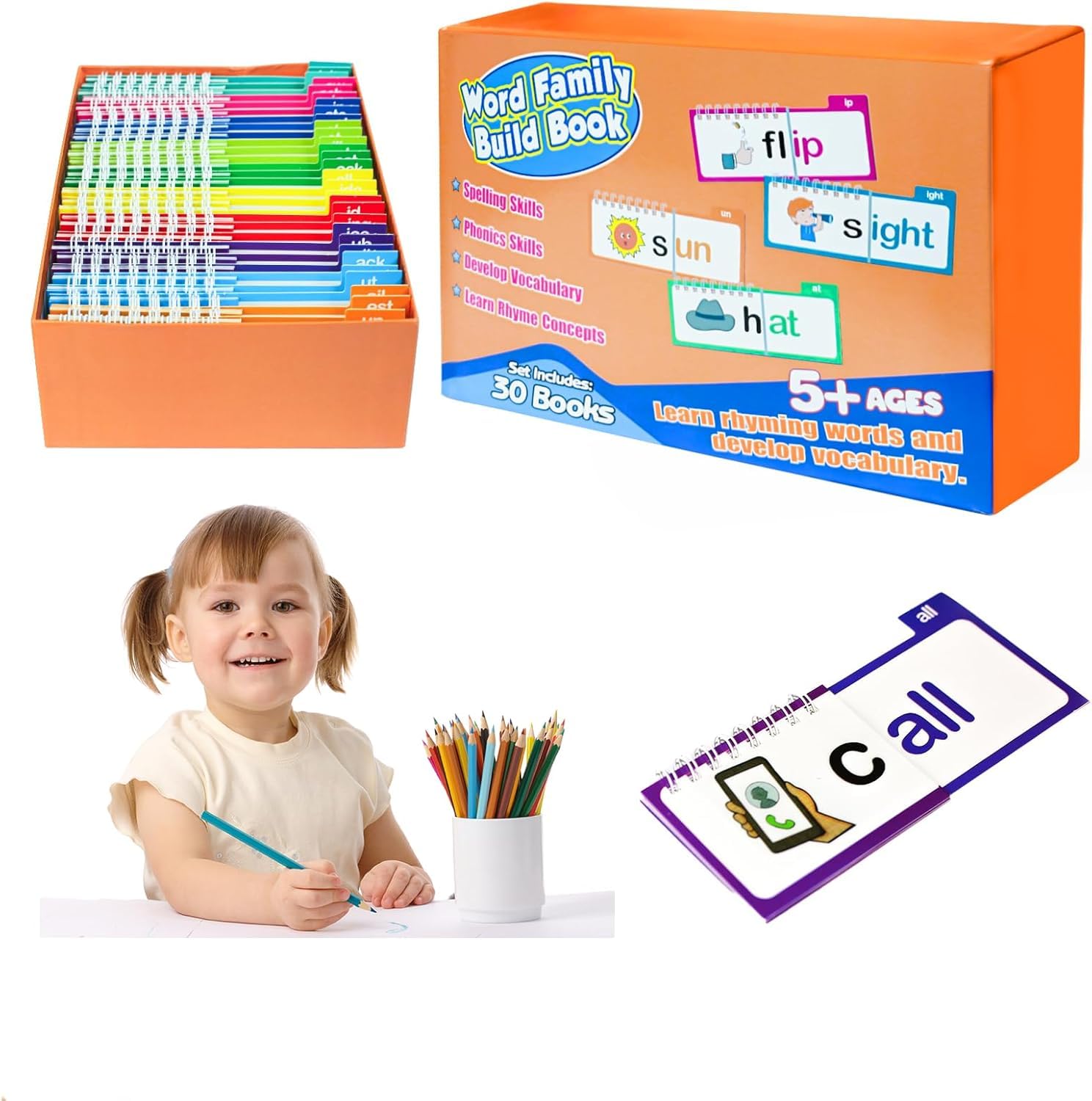 Photo 1 of 30 Read and Rhyme Flip Books,Word Family Build Book,Learn to Read Phonics Flash Cards, Word Family Flip Books,ABC Vocabulary Flashcards,Kindergarten Sight Word Flash Cards for Kids