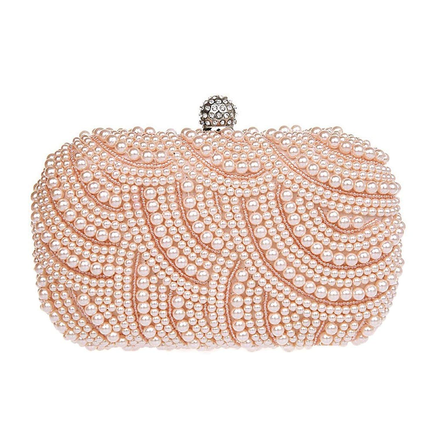 Tskybag Women's Hand Pearl Bag Ladies luxury Handmade Pearl Evening Clutch Handbag