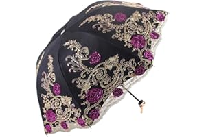 Honeystore Vintage Lace UV Sun Parasol Folding 3D Flower Embroidery Umbrella
