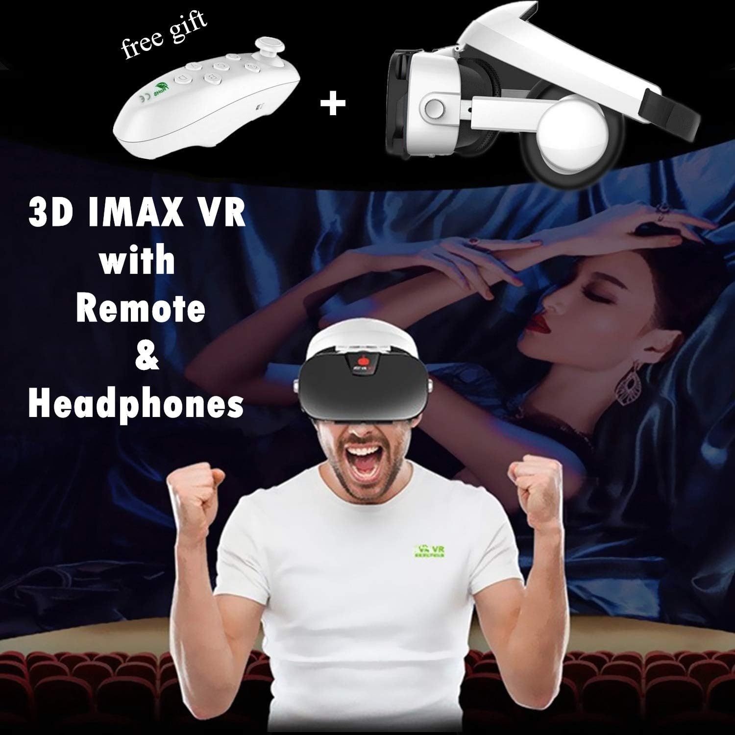 3D Virtual Reality Headset, Tsangight 3D VR Glasses Viewer w/ Headphone for IOS iPhone XS 11 Pro Max XR X 8 7 6S 6 Plus, Android Samsung Galaxy Note 10+ 9 8 S10 E S9 S8 S7 S6 Edge + A10E ETC Cellphone