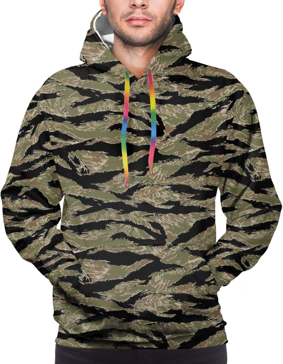Amazon.com: Mens Hoodies 3D Print Tiger Stripe Camouflage Casual Pullover Hooded Sweatshirt with 