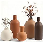 Small Ceramic Vase Set of 5 Modern Home Decor Handmade Pottery Vase for Home TV Stand Living Room Fireplace Farmhouse Bathroom Entry Table Dining Table Decor
