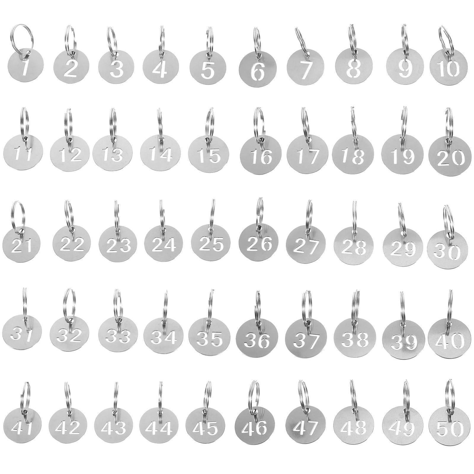 Photo 1 of KALLORY 43pcs Numbered Key Tags: 1-50 Stainless Steel Tags - Key Labels - Number Labels for Dormitory House Lockers