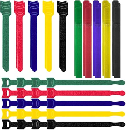 Amazon 60種類のケーブルタイ 3種類 Finegoodマルチカラー再使用可能固定コードロープオーガナイザー管理 家庭用およびオフィス用電子機器用ワイヤー 5色 配線アクセサリー 文房具 オフィス用品