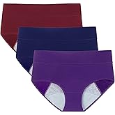 POKARLA Women's High Absorbency Period Cotton Underwear Heavy Flow Leakproof Panties(Regular&Plus Size)