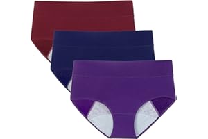 POKARLA Women's High Absorbency Period Cotton Underwear Heavy Flow Leakproof Panties(Regular&Plus Size)