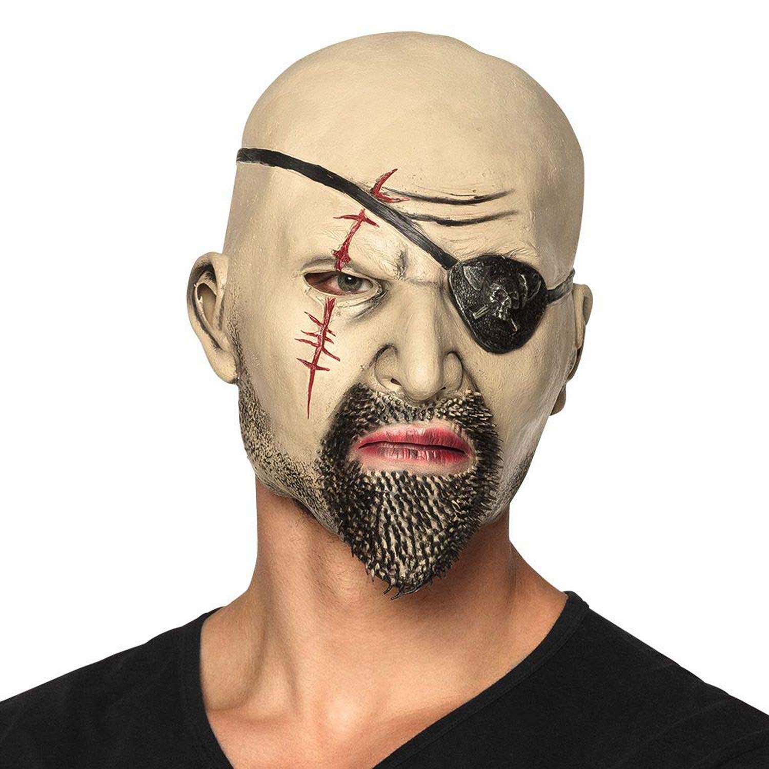 Boland 97582 - Pirate Mask, Latex Face Mask, Head Mask, Scary Mask, Halloween, Carnival, Theme Party, Fancy Dress, Costume