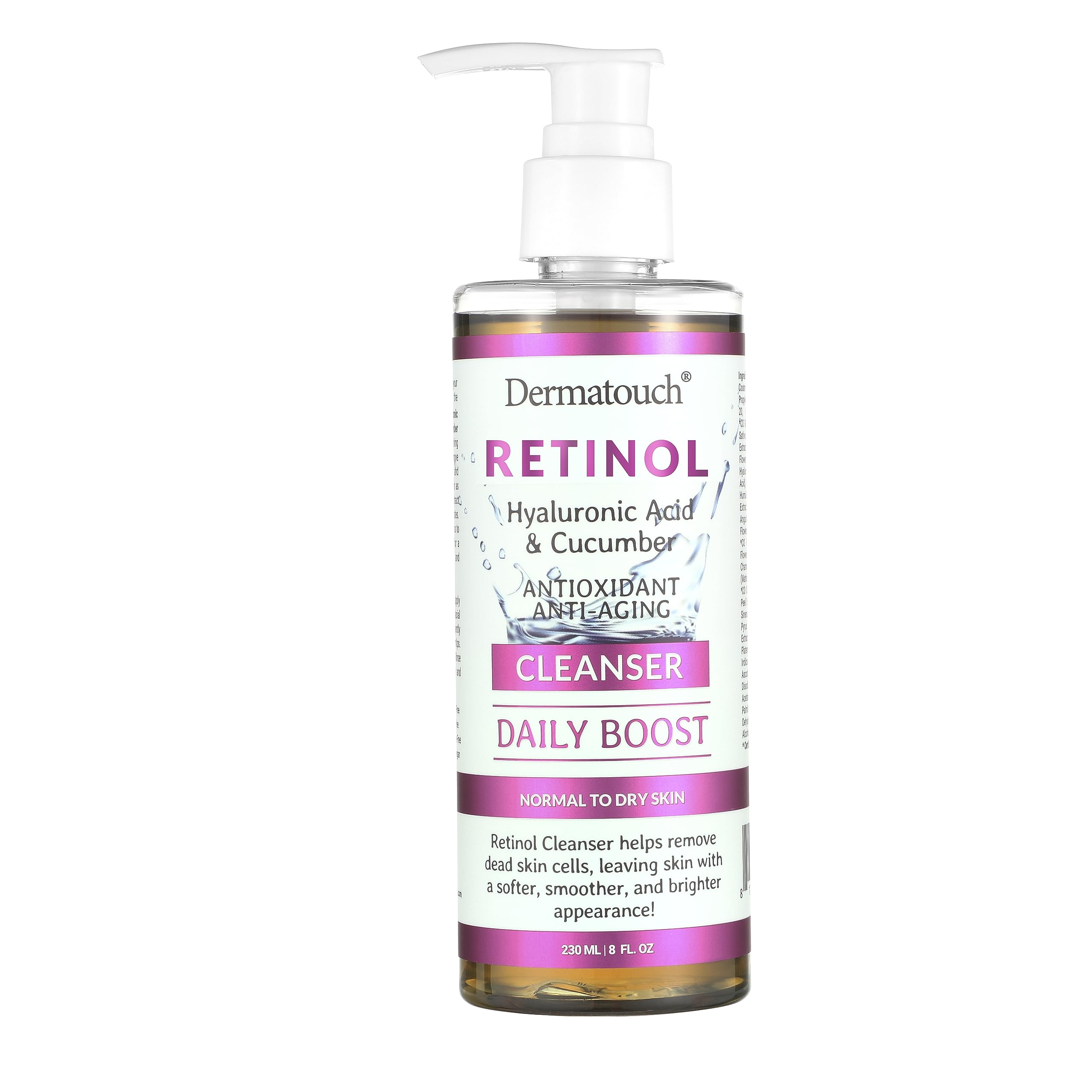 DERMATOUCH Retinol Gesichtsreiniger Mit Hyaluronsäure & Gurke – 8 Oz (236 Ml), Für Normale Bis Trockene Haut