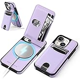 SkyEagle Compatible with Magsafe for iPhone 15 Wallet Case with Card Holder Kickstand RFID Blocking Flip Cover Credit Card Slots PU Leather Men Women,Phone Case for Apple 15 6.1",Light Purple