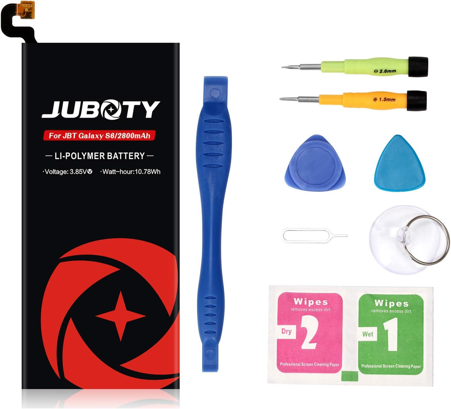 JUBOTY Galaxy S6 Battery,2800mAh Replacement Li-Pllymer Battery EB-BG920ABE for Samsung Galaxy S6 EB-BG920ABE G920A G920P G920T G920V with Repair Tool Kit/S6 Spare Battery