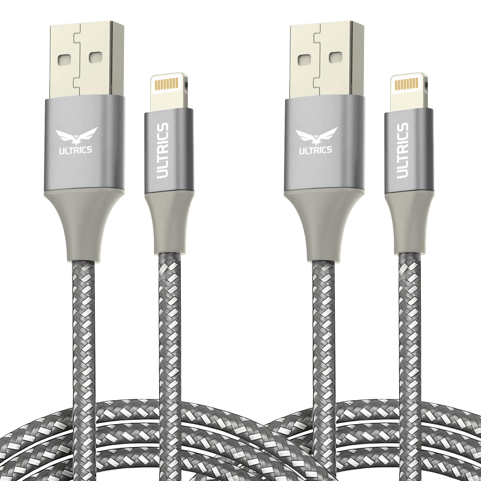 ULTRICS iPhone Charger Cable 2M, 2 Pack Apple MFi Certified Lightning Cable Fast Charging iPhone Charger Nylon USB Charging Cable Lead for iPhone 14 13 12 11 Pro Max XS XR X 8 7 6 Plus 5 SE, iPad