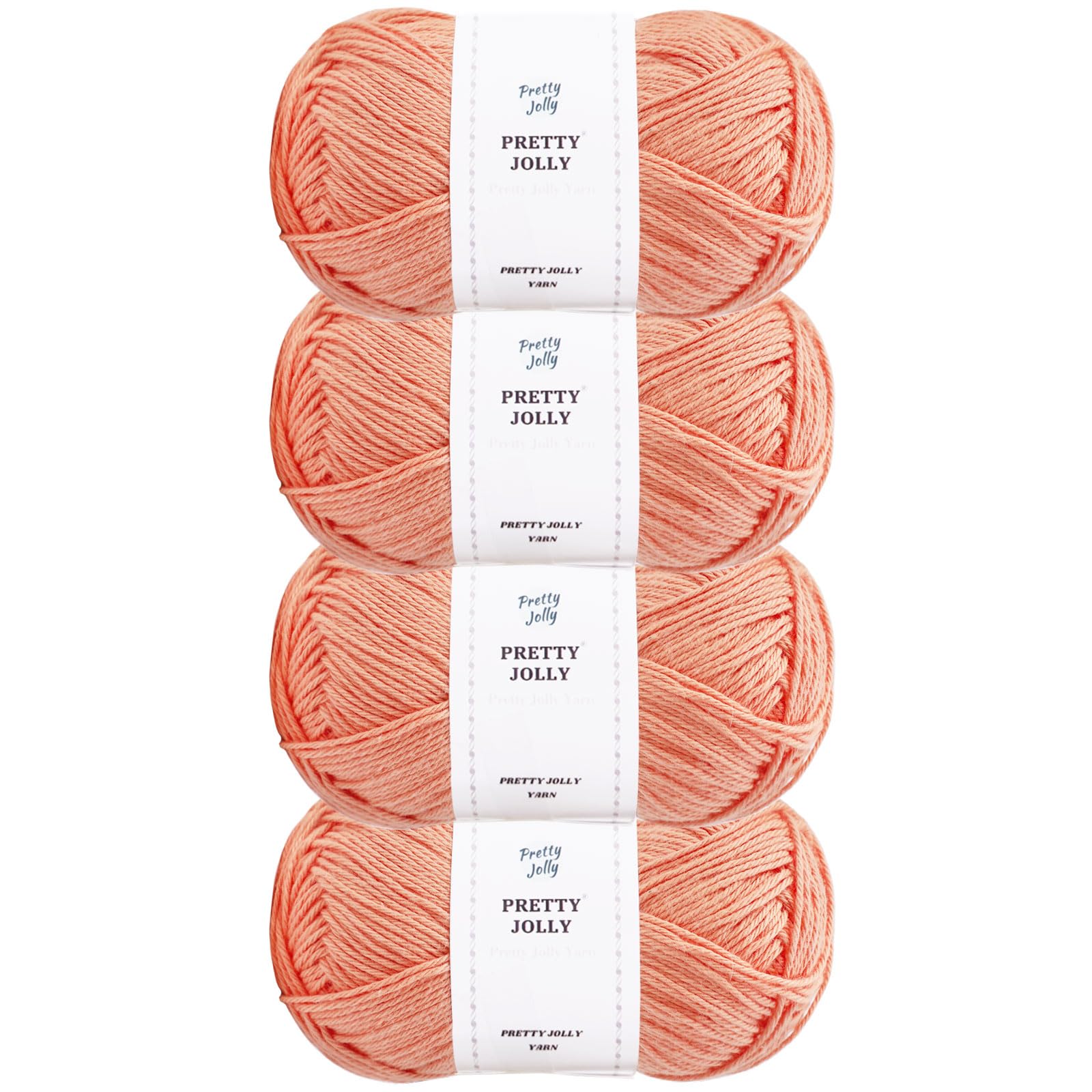 Pretty Jolly 4 Skeins Soft Baby Yarn, 100% Cotton, Crochet & Knitting, 4 Ply, Fingering Weight, Blanket Yarn for DIY Craft Total Length 4×160m/4×50g (Light Orange) — image 1