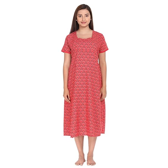 Women's Cotton A-Line Maternity Nighty