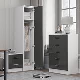 Reflect Grey Gloss & Matt White Wardrobe, Chest & Bedside Table Set view 2