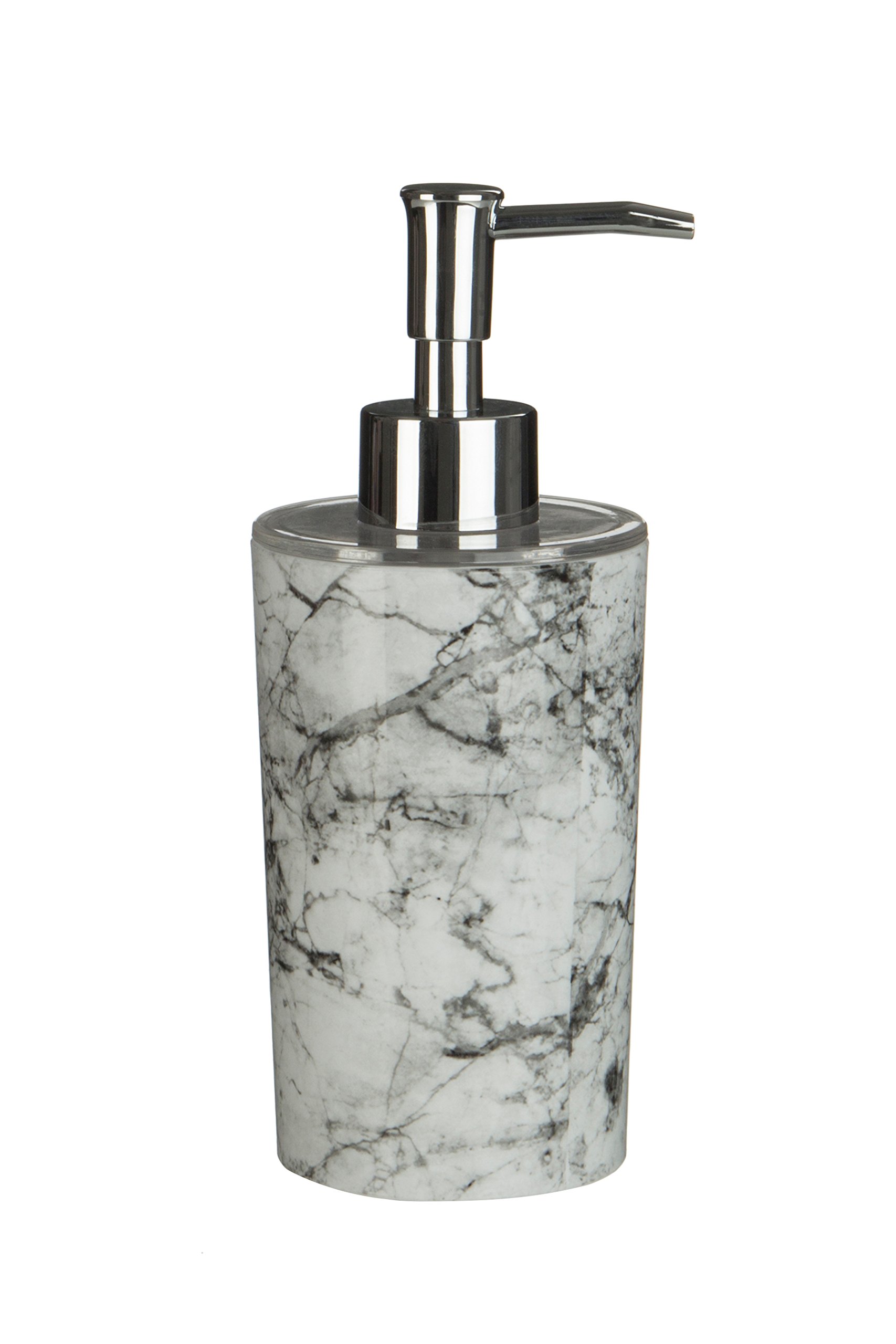 Premier Housewares 1601582 Rome Soap Dispenser, Marble Effect, Plastic - Grey 7 x 8 x 18 cm